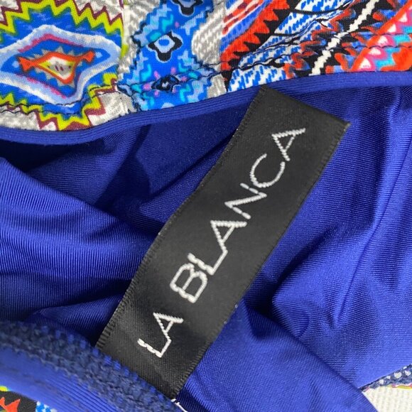 La Blanca Boho Tribal Print Halter Bikini Set High Waist Bottoms Swimsuit Size M - Picture 7 of 8
